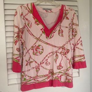 Barbara Gerwit pink and green three-quarter length sleeve top